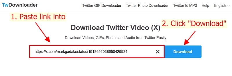 paste tweet to twdown